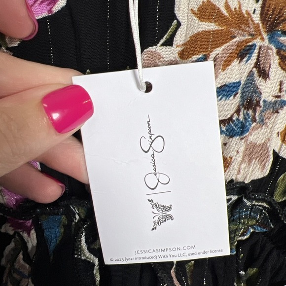 Jessica Simpson Damia Floral Balloon Sleeve Ruffle Tiered Maxi Dress Small NWT - Picture 8 of 16